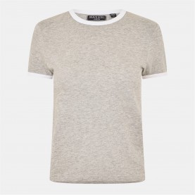 Дамска тениска Brave Soul Womens Contrast Ringer T-shirt - Grey Marl/White дамска,тениска,всички,коледни,подаръци,дамски,тениски,дамски,топове,brave,soul,womens,contrast,ringer,t,shirt,grey,marl,white