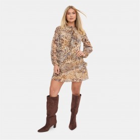 рокля,дамски,поли,и,рокли,i,saw,it,first,printed,ruffle,dress,brown