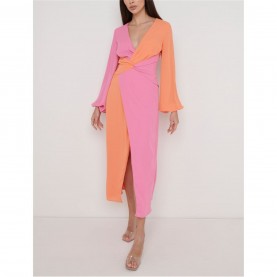 рокля,дамски,поли,и,рокли,pretty,lavish,women's,wrap,dress,orange,&amp;,pink