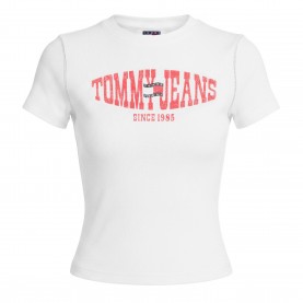 Дамска тениска Tommy Jeans Womens T-Shirt - Ecru дамска,тениска,дамски,топове,tommy,jeans,women,s,t,shirt,ecru