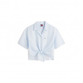 Риза Tommy Jeans Women's Short Sleeve Plain Shirt - Powd Blue/Str риза,дамски,ризи,tommy,jeans,women's,short,sleeve,plain,shirt,powd,blue,str