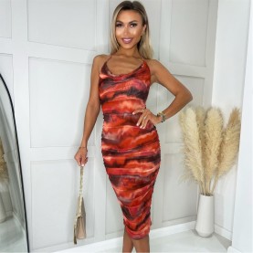 рокля,дамски,поли,и,рокли,ax,paris,printed,mesh,cowl,neck,bodycon,midi,dress,rust
