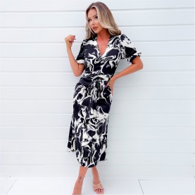 рокля,дамски,поли,и,рокли,ax,paris,and,cream,printed,frill,front,midi,dress,black