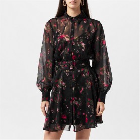 рокля,дамски,поли,и,рокли,ted,baker,collared,printed,button,down,mini,dress,black