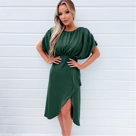 рокля,дамски,поли,и,рокли,ax,paris,batwing,gathered,top,midi,dress,teal