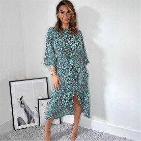 рокля,дамски,поли,и,рокли,ax,paris,green,and,pink,printed,wrap,tie,front,midi,dress,navy