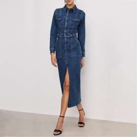 Рокля GOOD AMERICAN Women's Long Sleeve Mini Dress - indigo724 рокля,дамски,поли,и,рокли,good,american,women's,long,sleeve,mini,dress,indigo724