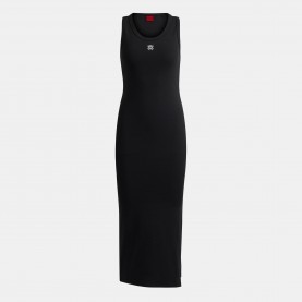 дамска,рокля,дамски,поли,и,рокли,hugo,womens,hugo,nalimera,ribbed,midi,dress,with,logo,detail,black