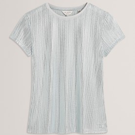 Тениска Ted Baker Metallic SS Tee - Lt-Blue тениска,дамски,горнища,размер+,ted,baker,metallic,ss,tee,lt,blue