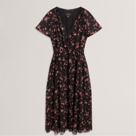 рокля,дамски,поли,и,рокли,дамски,облекла,размер,ted,baker,ted,baker,print,midi,dress,black