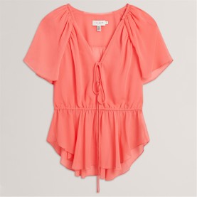 дамски,тениски,дамски,топове,дамски,горнища,размер+,дамски,облекла,размер,ted,baker,ted,baker,soft,woven,peplum,top,coral
