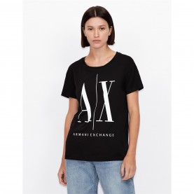 тениска,дамски,тениски,armani,exchange,foil,logo,t,shirt,black,1200