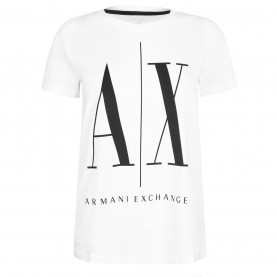 тениска,дамски,топове,armani,exchange,foil,logo,t,shirt,white