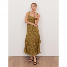 Рокля Anaya With Love Recycled Golden Olive Floral Burnout Square Neck Tiered Midaxi Dress - Golden Olive рокля,дамски,поли,и,рокли,anaya,with,love,recycled,golden,olive,floral,burnout,square,neck,tiered,midaxi,dress,golden,olive