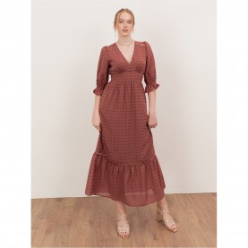 Рокля Lovedrobe Lovedrobe Terracotta Pink Gingham V Neck Midaxi Dress - Terracotta Pink рокля,дамски,поли,и,рокли,lovedrobe,lovedrobe,terracotta,pink,gingham,v,neck,midaxi,dress,terracotta,pink