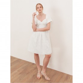 Рокля Lovedrobe Lovedrobe Cream Broderie Bow Detail Mini Dress - Cream рокля,дамски,поли,и,рокли,lovedrobe,lovedrobe,cream,broderie,bow,detail,mini,dress,cream