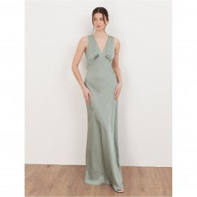 дамска,рокля,дамски,поли,и,рокли,maya,deluxe,womens,v,neck,open,back,satin,bridesmaid,maxi,dress,sage,green