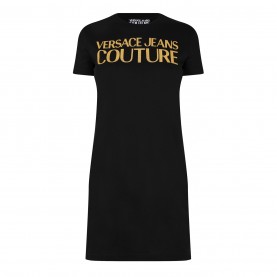рокля,дамски,поли,и,рокли,versace,jeans,couture,jersey,basic,logo,dress,black,gold,g89
