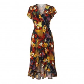 Рокля AX Paris Multi Floral Print Frill Hem Wrap Midi Dress - Multi рокля,дамски,поли,и,рокли,ax,paris,multi,floral,print,frill,hem,wrap,midi,dress,multi