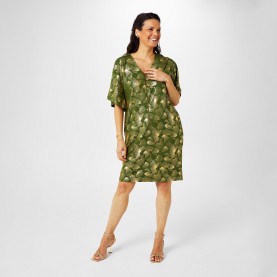 Рокля Biba Zip Front Jersey Dress - Khaki Foil рокля,дамски,поли,и,рокли,biba,zip,front,jersey,dress,khaki,foil