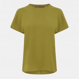 тениска,дамски,топове,french,connection,women's,crepe,crew,neck,regular,fit,t,shirt,olive