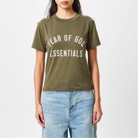 FEAR OF GOD ESSENTIALS Tri-Blend Crewneck Tee - Military дамски,топове,fear,of,god,essentials,tri,blend,crewneck,tee,military