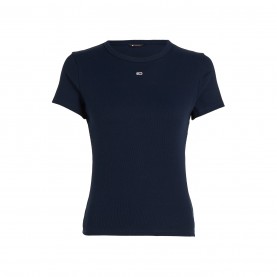 тениска,дамски,топове,tommy,jeans,short,sleeve,logo,ribbed,t,shirt,dark,navy