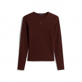 тениска,дамски,топове,tommy,jeans,long,sleeved,t,shirt,rich,brown