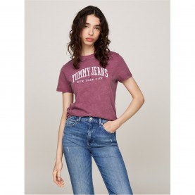 тениска,дамски,тениски,tommy,jeans,tj,reg,varsity,tee,ld44,deep,rouge