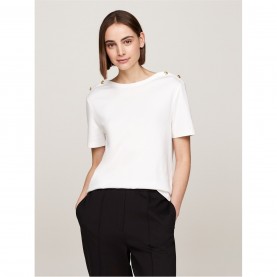 тениска,дамски,топове,tommy,hilfiger,short,sleeved,t,shirt,ecru