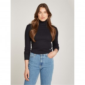 дамски,топове,calvin,klein,jeans,woven,label,rib,rollneck,ck,black