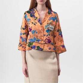 пижама,дамски,ризи,off,white,satin,pyjama,crop,shirt,peach,orange