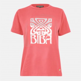 тениска,дамски,топове,biba,logo,t,shirt,coral,pink