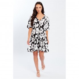 рокля,дамски,поли,и,рокли,дамски,облекла,размер,be,you,v,neck,smock,mini,dress,black,floral