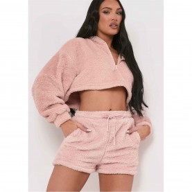 суичър,дамски,горнища,с,качулка,missy,empire,teddy,borg,cropped,zip,up,hoodie,pink