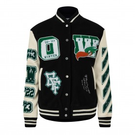 Дамско яке Off White Womens Embr Varsity Wool Leather Long Sleeve Bomber Jacket - Black White дамско,яке,дамски,якета,и,палта,off,white,women,s,embr,varsity,wool,leather,long,sleeve,bomber,jacket,black,white
