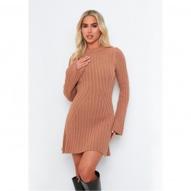 дамска,рокля,дамски,плетени,дрехи,missy,empire,rib,knit,flare,mini,dress,womens,taupe