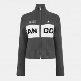 жилетка,дамски,плетени,дрехи,дамски,топове,kangol,logo,turtleneck,rib,knitted,full,zip,cardigan,black