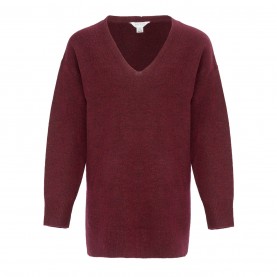 рокля,дамски,плетени,дрехи,miso,v,neck,loose,stripe,sweater,dress,women,burgundy