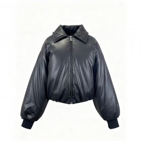 яке,дамски,якета,и,палта,kangol,women's,faux,leather,long,sleeve,full,zip,bomber,jacket,black