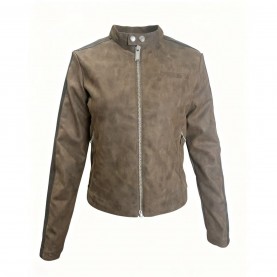 яке,дамски,якета,и,палта,kangol,women's,racer,faux,leather,long,sleeve,funnel,neck,jacket,brown