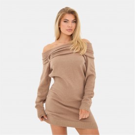 рокля,дамски,плетени,дрехи,i,saw,it,first,knitted,trim,bardot,mini,dress,mocha
