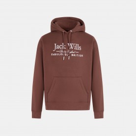Суичър Jack Wills Hunston Graphic Logo Hoodie - Chocolate суичър,дамски,горнища,с,качулка,jack,wills,hunston,graphic,logo,hoodie,chocolate