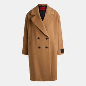 Hugo Womens Tailored Overcoat - Open Brown дамски,якета,и,палта,hugo,women,s,tailored,overcoat,open,brown