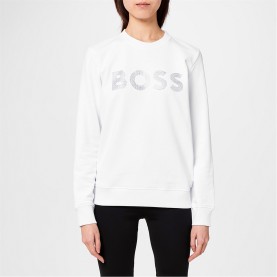 блуза,дамски,пижами,дамски,блузи,boss,diamante,logo,sweatshirt,white,100