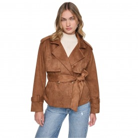 дамски,якета,и,палта,dkny,faux,suede,short,trench,burnt,sugar