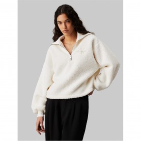 блуза,дамски,якета,и,палта,дамски,блузи,calvin,klein,jeans,sherpa,half,zip,sweatshirt,ivory