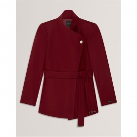 дамски,якета,и,палта,ted,baker,women's,short,belted,overcoat,maroon