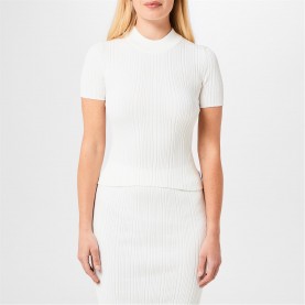 тениска,дамски,плетени,дрехи,дамски,топове,hugo,mock,neck,knit,t,shirt,natural