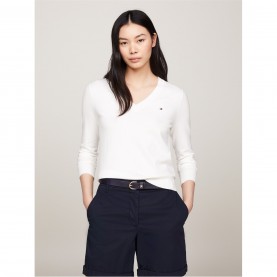 блуза,дамски,плетени,дрехи,tommy,hilfiger,heritage,v,neck,sweater,ecru,ybl